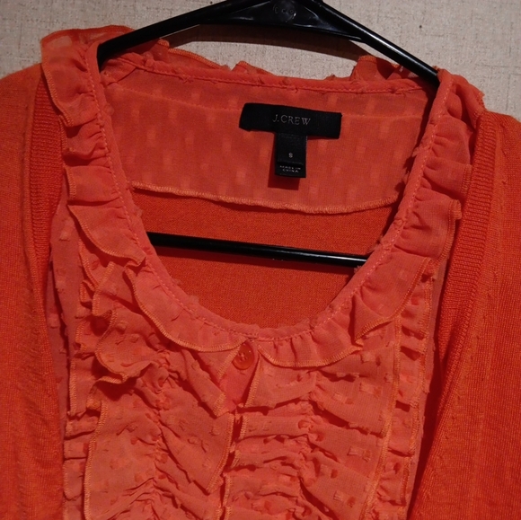 J.Crew cardigan Orange 100% Merino Wool Size Small - Picture 2 of 4